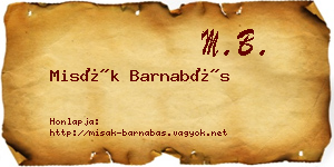 Misák Barnabás névjegykártya